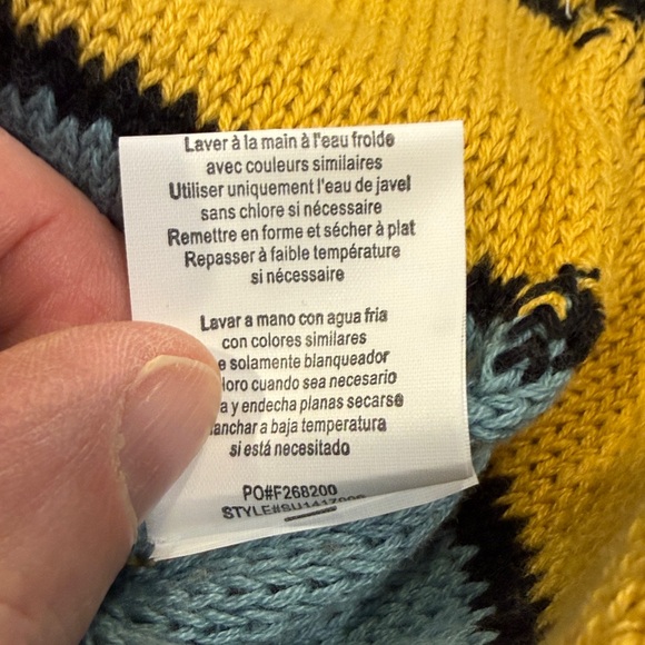 O'Neill V-Neck Striped Sweater in Cream, Orange, Blue, and Yellow - Picture 10 of 11